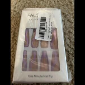 False nail project stick on press on nails nude purple hint